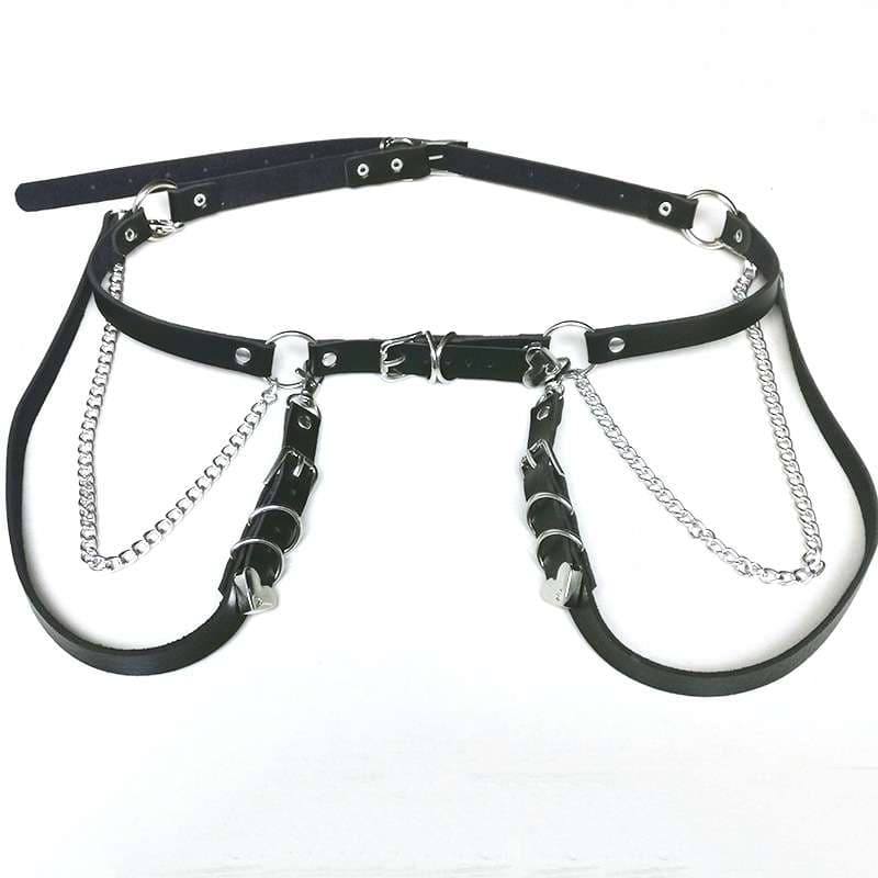 パンクファッション 反逆のチェックスカートベルトセット