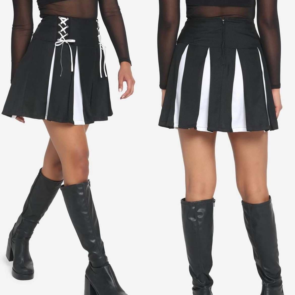 パンクファッション  レースアップ プリーツ ゴシック スカート