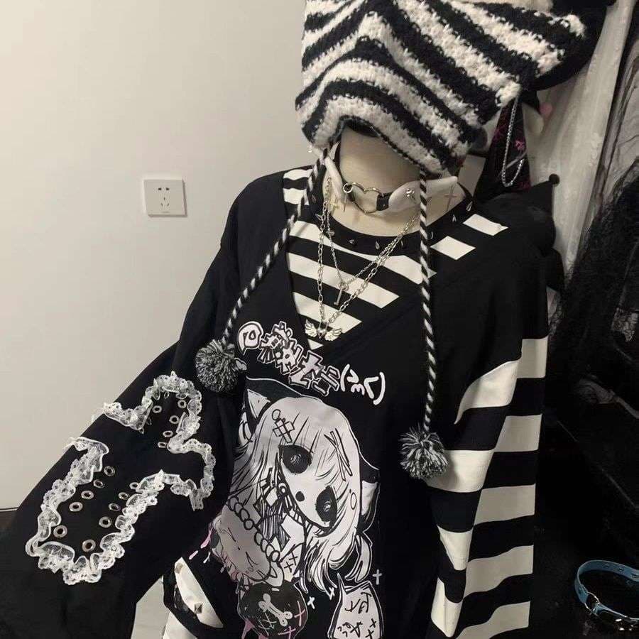パンクファッション  アニメキャラクター パンクロックTシャツ