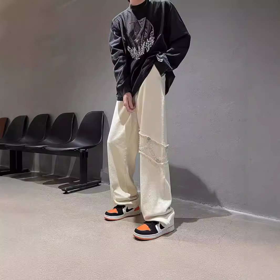 パンクファッション  チェーン付きパンクストリートカーゴパンツ
