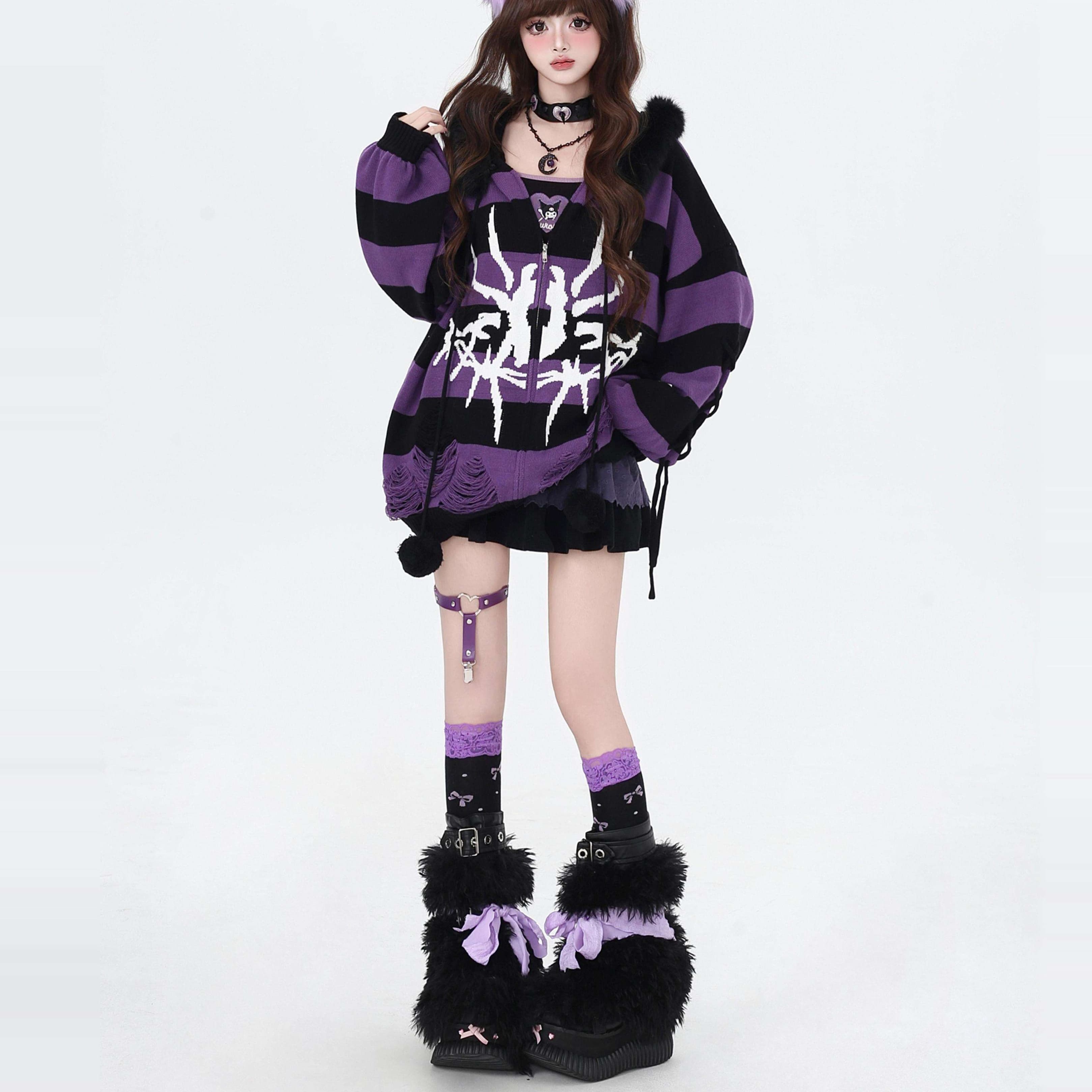 パンクファッション ゴシックパンク風スケルトンジップパーカー