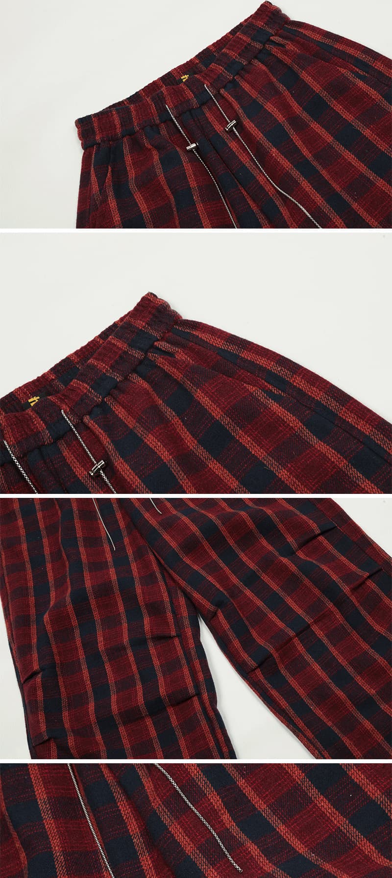 パンクファッション ワイドチェックロングストレートパンツ