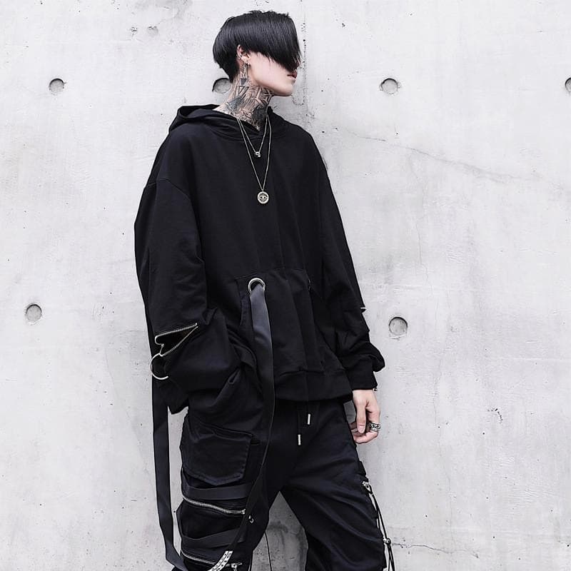 パンクファッション ストリートモード ジップカーゴパンツセット