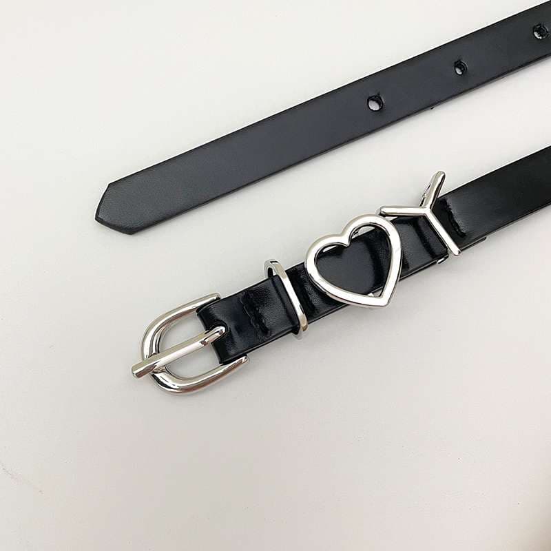 パンクファッション  ハート型チャーム付きレザーチョーカー