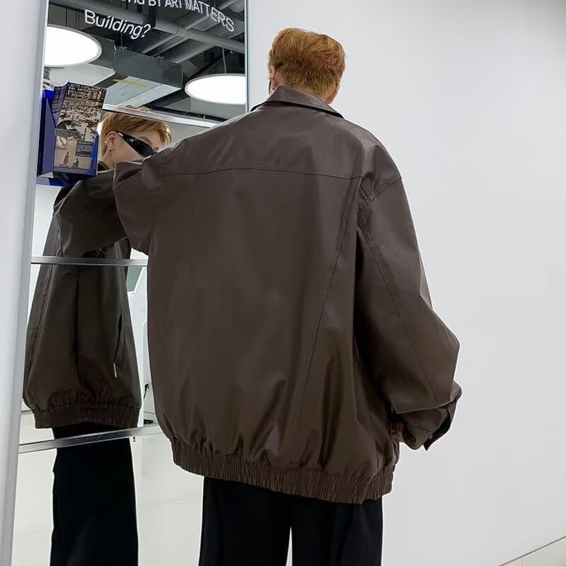 パンクファッション オーバーサイズ レザー風 ブルゾン