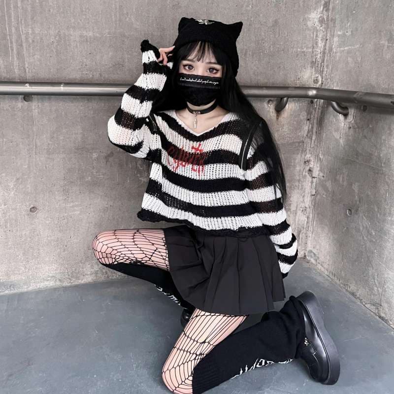 パンクファッション 猫耳付きy2k小悪魔風ニット帽