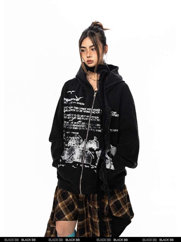 パンクファッション パンクテイストジップアップパーカー