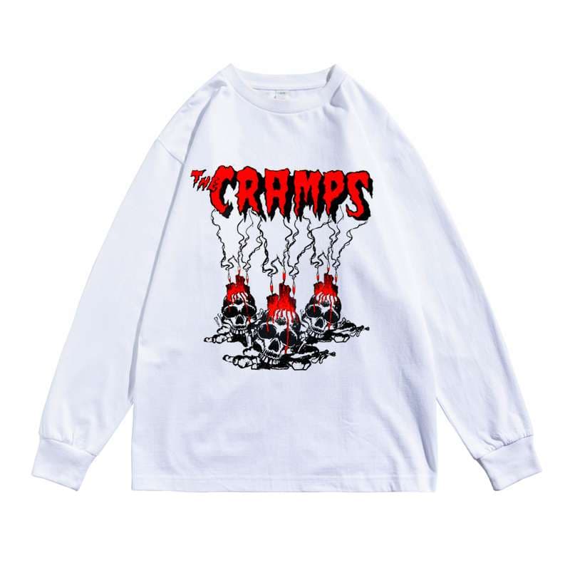 パンクファッション  ザ・クランプス ロックバンド長袖Tシャツ