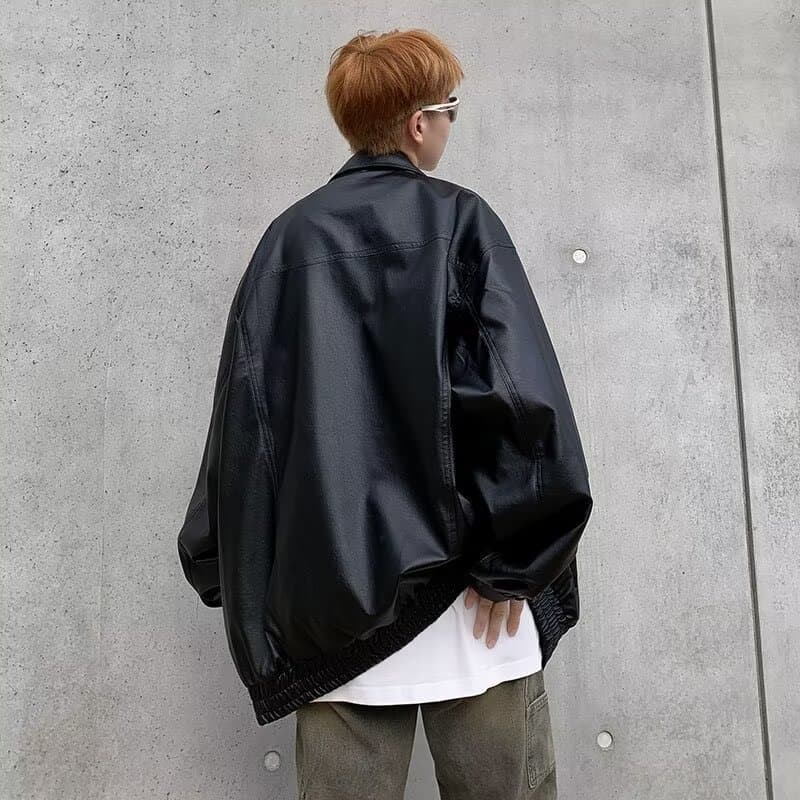 パンクファッション オーバーサイズ レザー風 ブルゾン