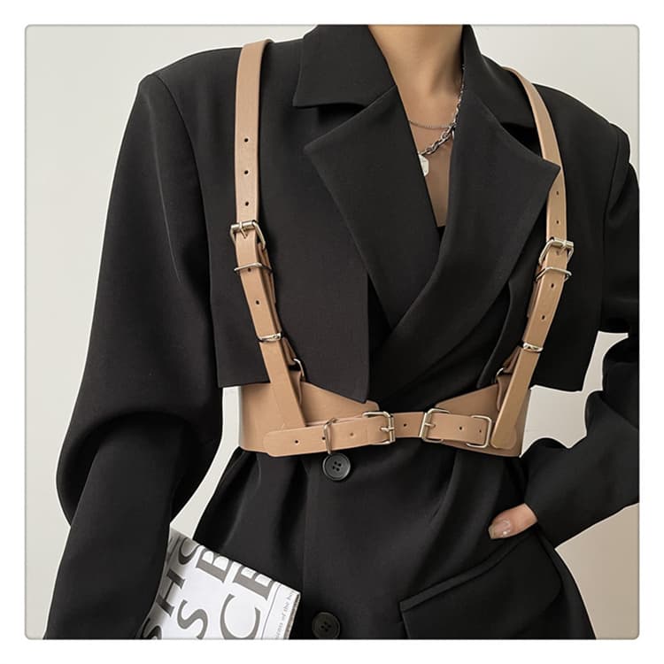 パンクファッション ハーネス風装飾ベルト