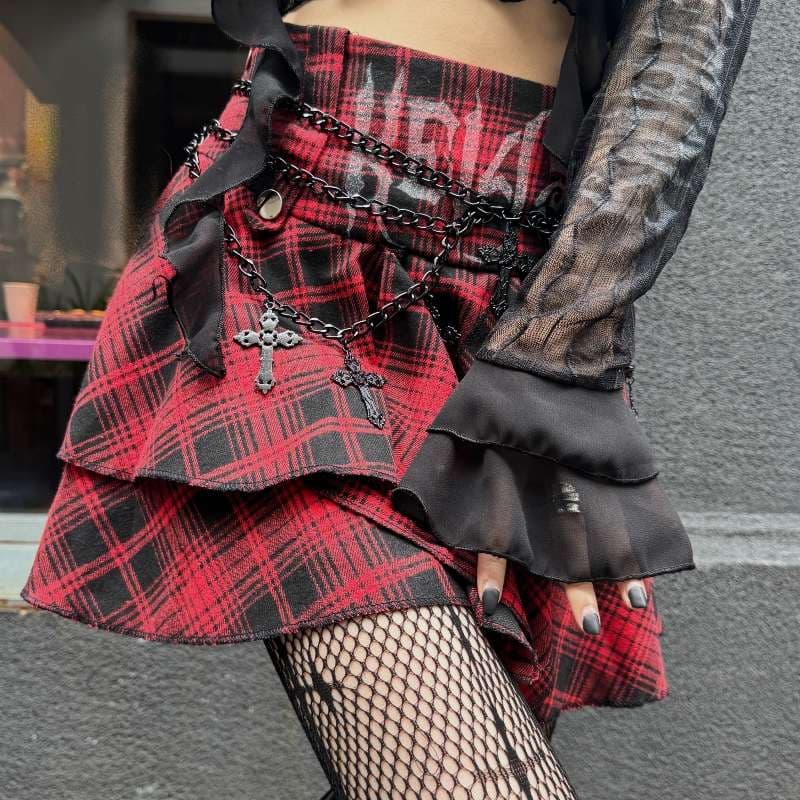 パンクファッション チュールレイヤードパンクスカート
