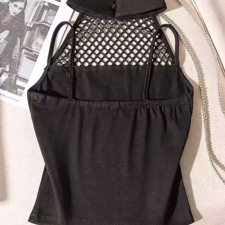 パンクファッション  メッシュデザイン ゴシックロックタンクトップ
