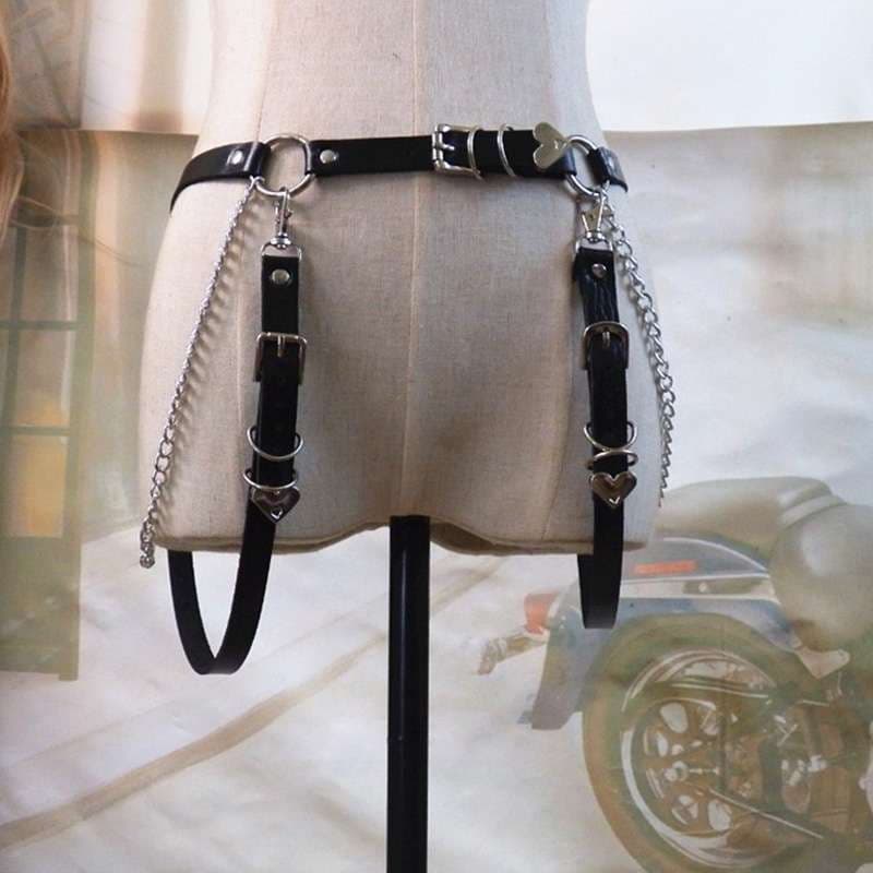 パンクファッション 反逆のチェックスカートベルトセット