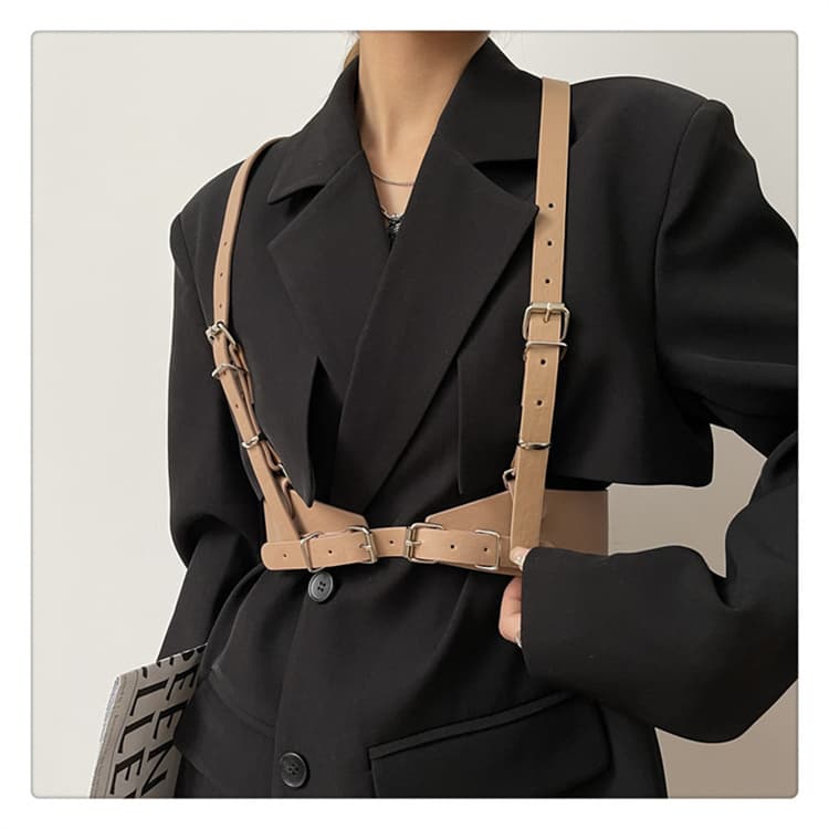 パンクファッション ハーネス風装飾ベルト