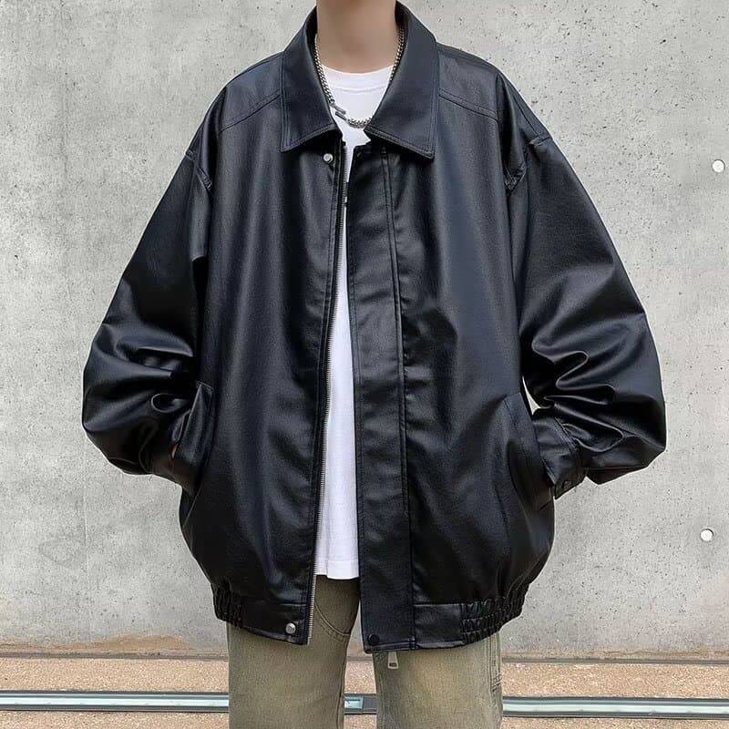 パンクファッション オーバーサイズ レザー風 ブルゾン