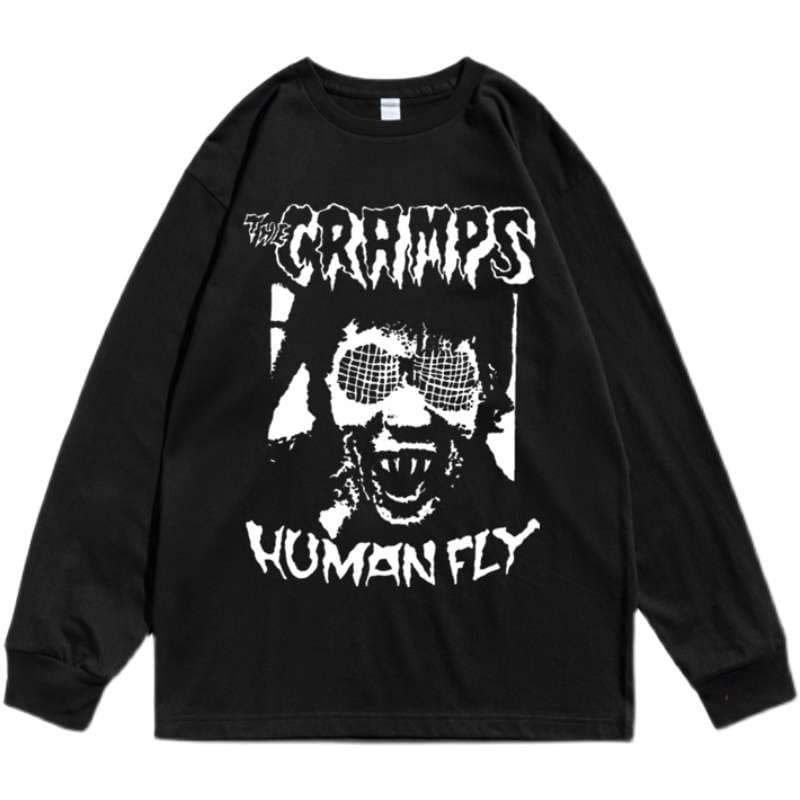 パンクファッション  ザ・クランプス ロックバンド長袖Tシャツ