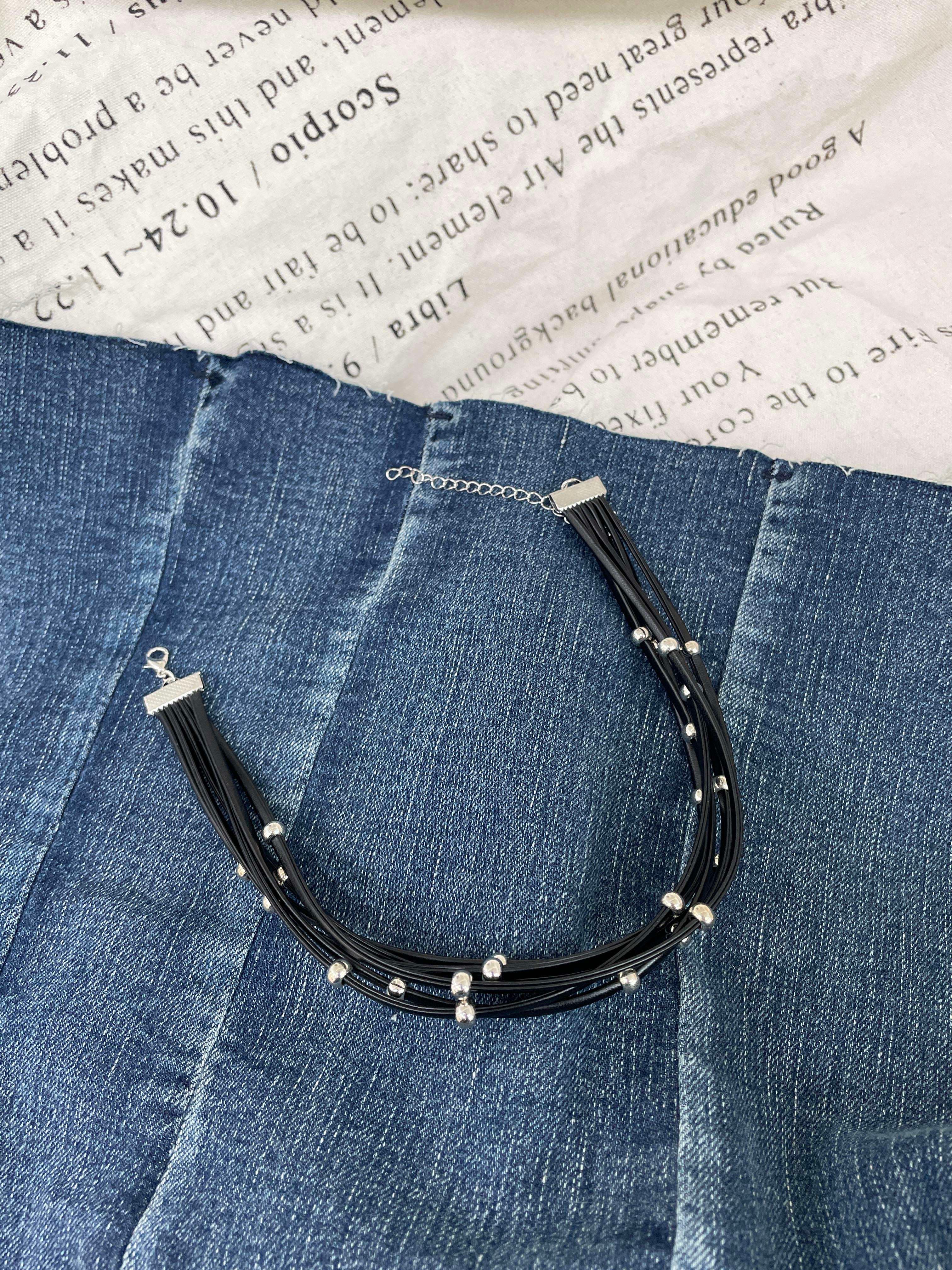 パンクファッション  マルチストランドビーズチョーカー