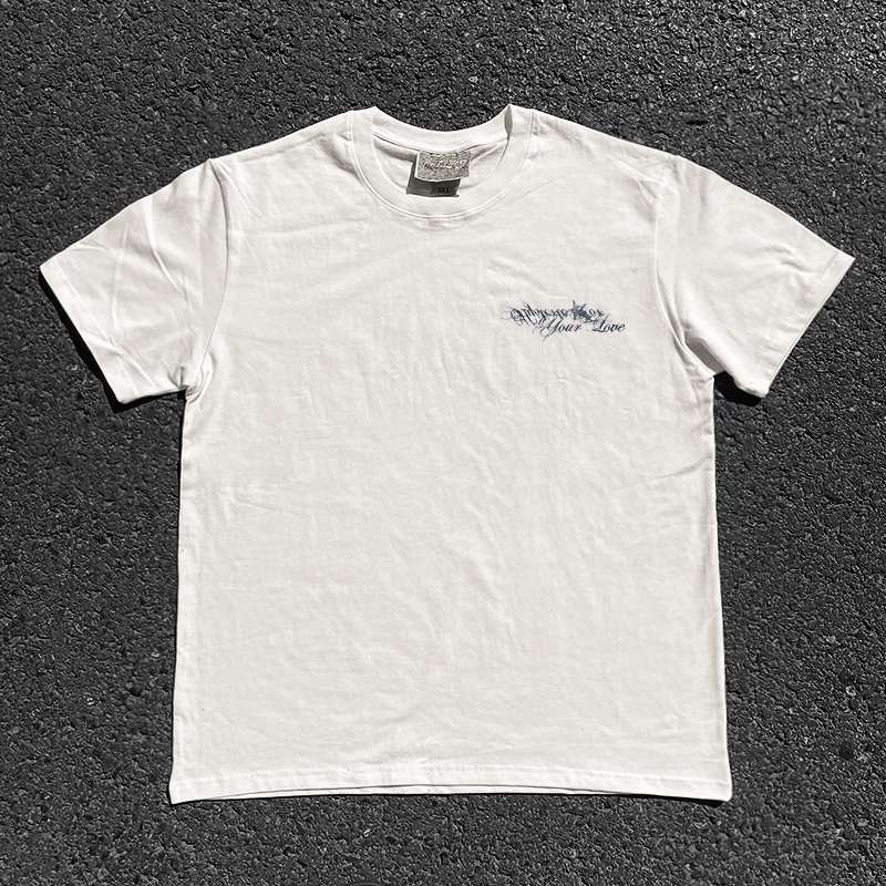 パンクファッション  パンク風筆記体ロゴプリントTシャツ