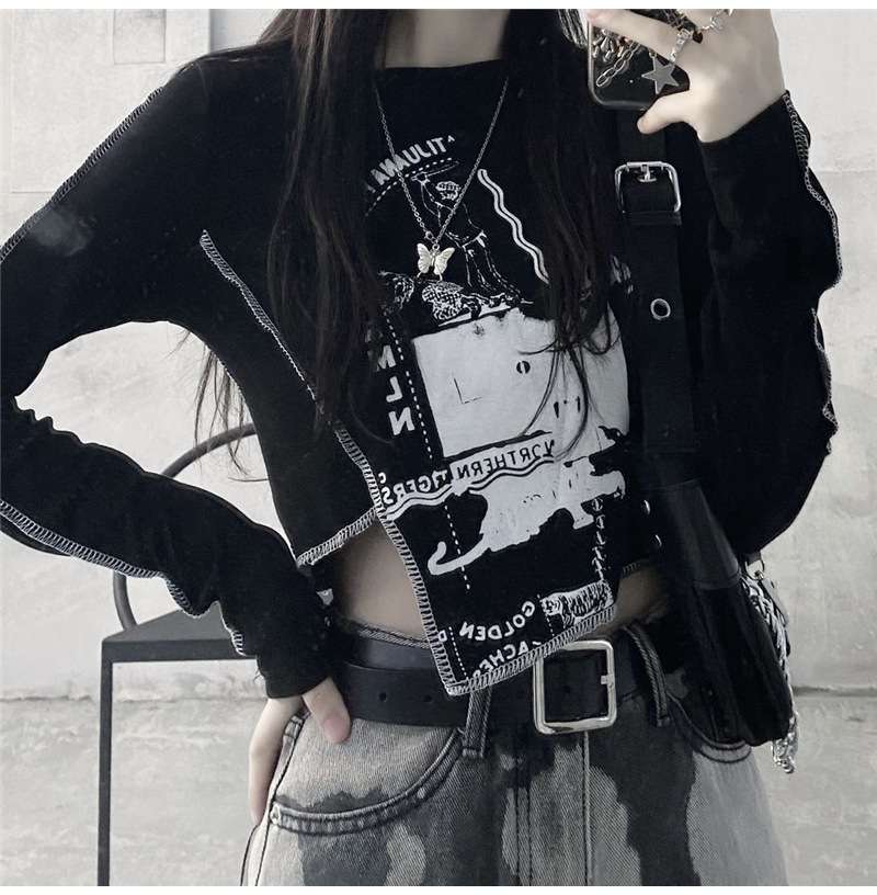 パンクファッション パンクロックグラフィックトップス