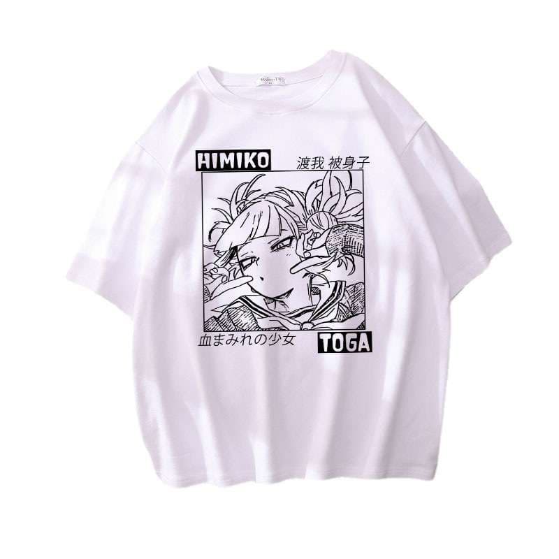 パンクファッション  アニメキャラクタープリント半袖Tシャツ