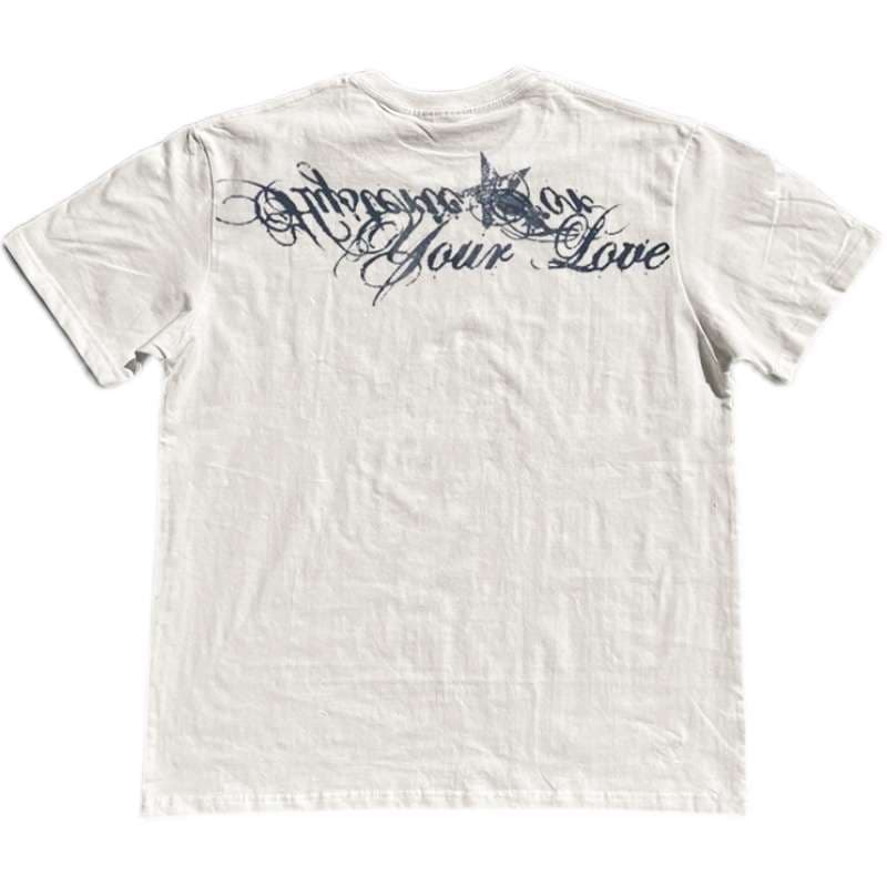 パンクファッション  パンク風筆記体ロゴプリントTシャツ