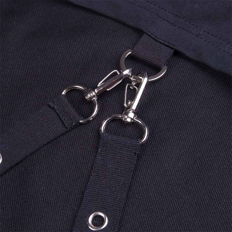 （重複のため非表示）パンクファッション  メッシュ切替ストラップ付きゴシックトップス