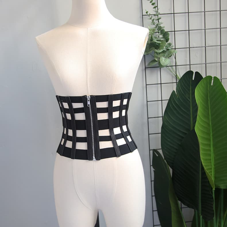 パンクファッション パンク風格子柄コルセットベルト