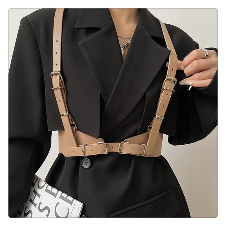 パンクファッション ハーネス風装飾ベルト