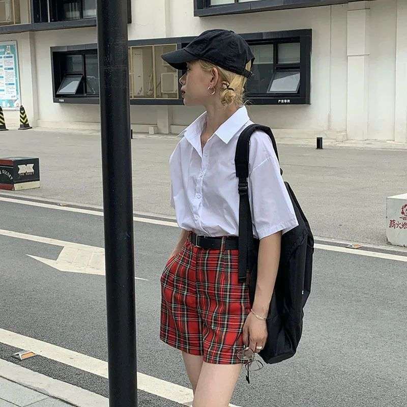 パンクファッション パンクロックタータンチェック柄ショートパンツ