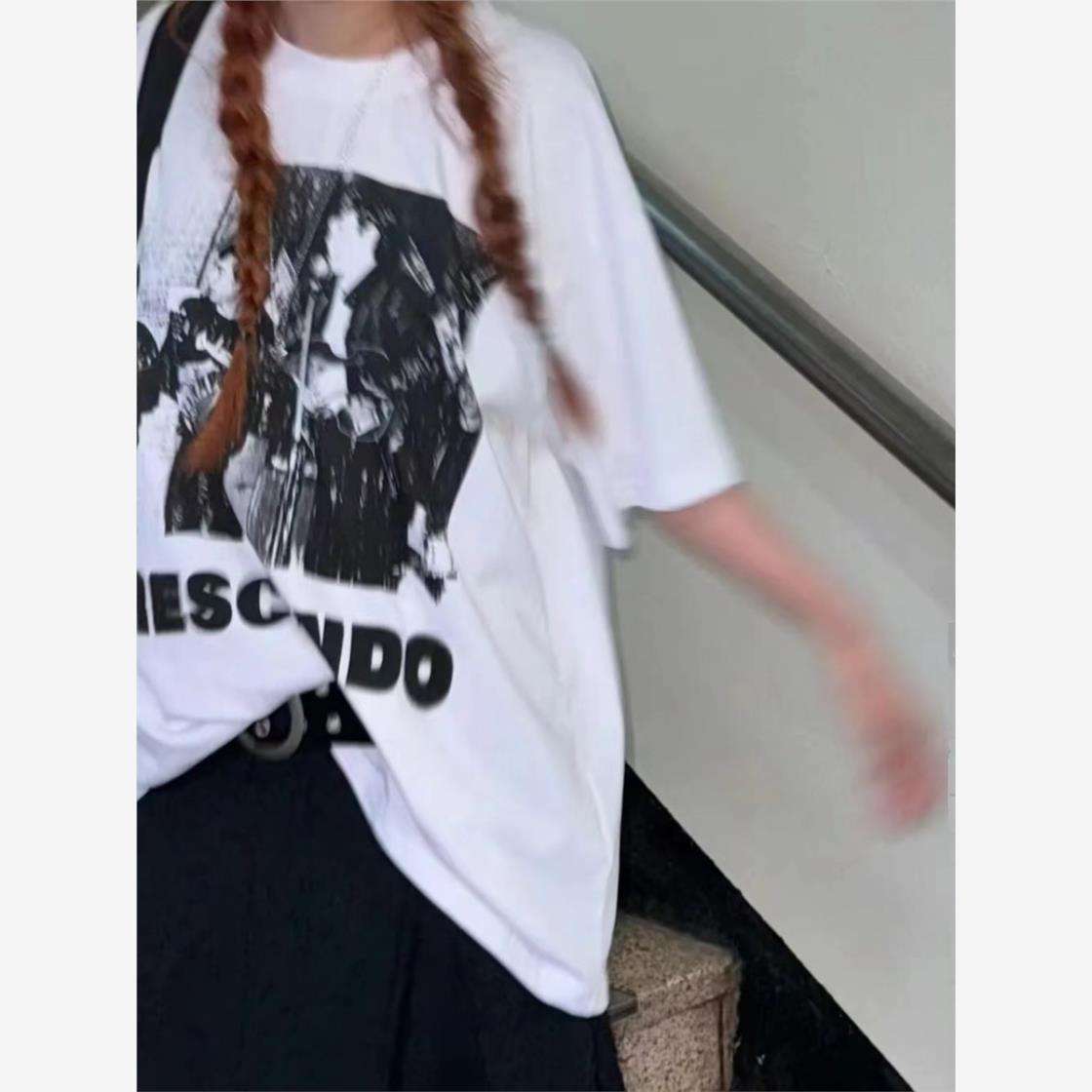 パンクファッション  パンクバンドプリント オーバーサイズTシャツ