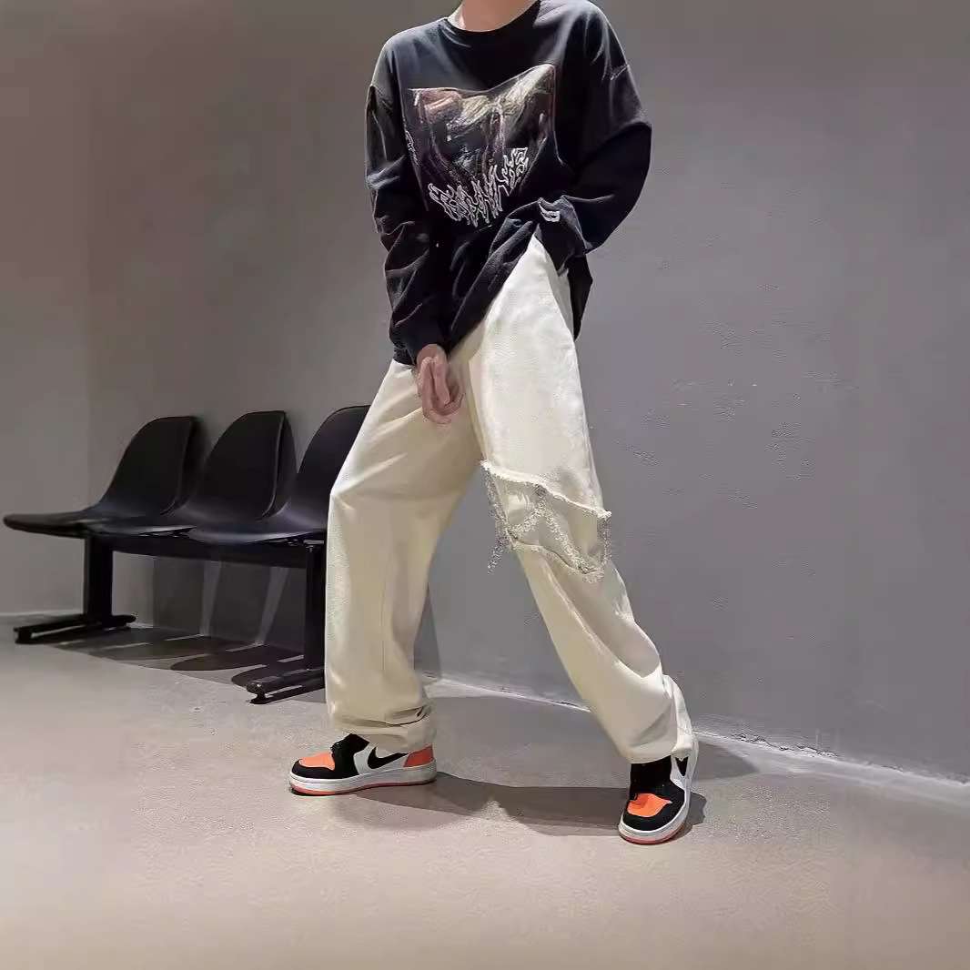 パンクファッション  チェーン付きパンクストリートカーゴパンツ
