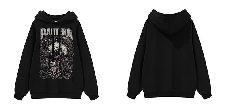 パンクファッション 重厚な蛇骸と髑髏パーカー
