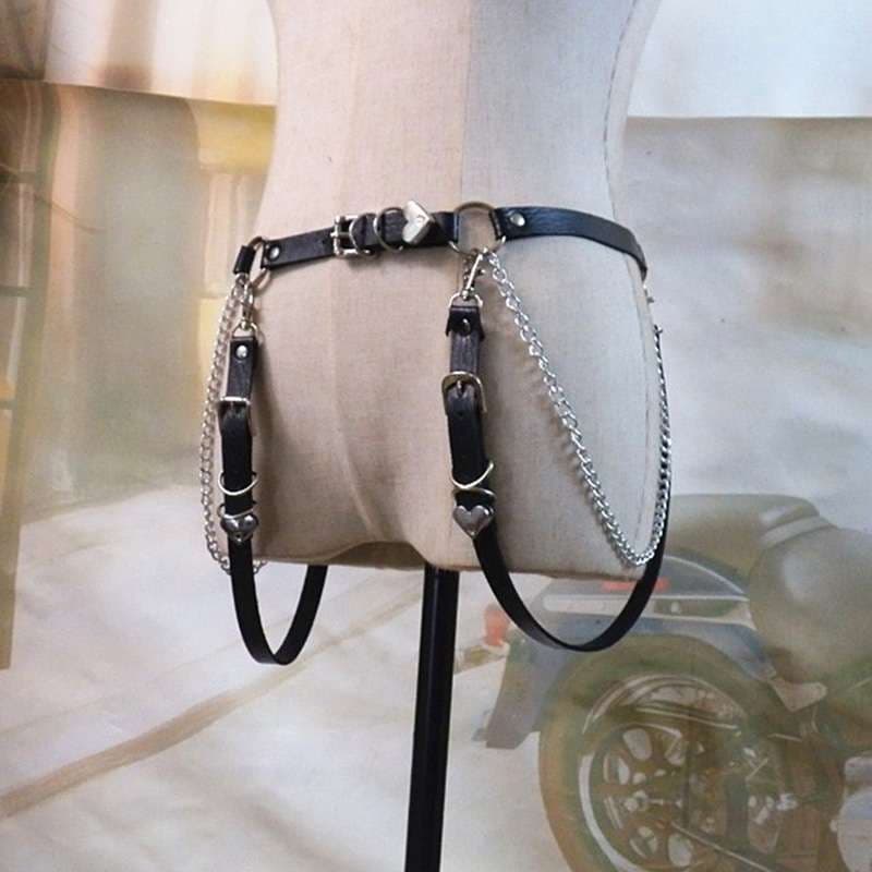 パンクファッション 反逆のチェックスカートベルトセット