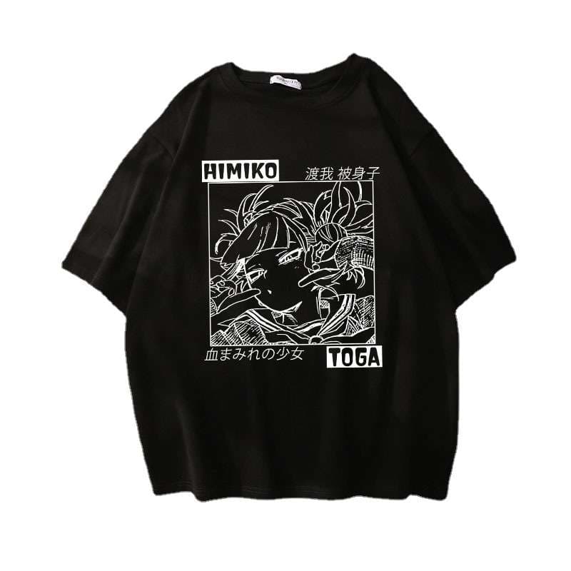 パンクファッション  アニメキャラクタープリント半袖Tシャツ