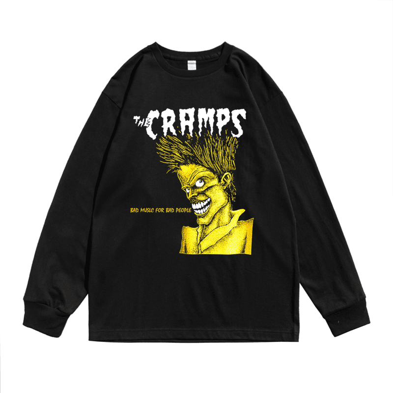 パンクファッション  ザ・クランプス ロックバンド長袖Tシャツ