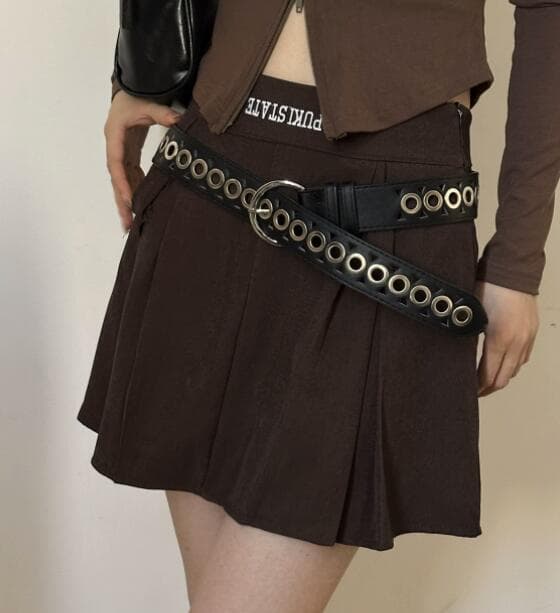 パンクファッション ハトメ装飾フェイクレザーベルト