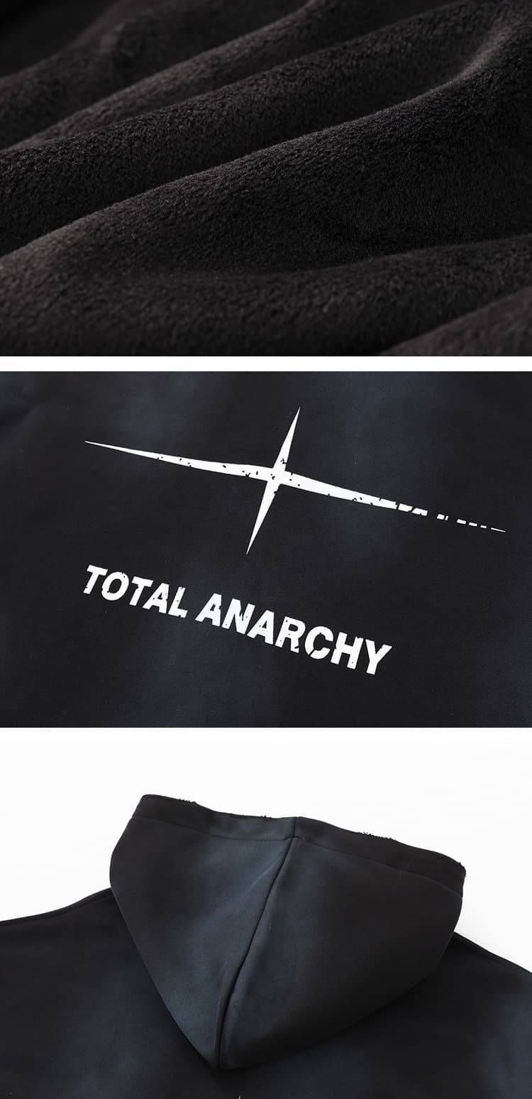 パンクファッション アナーキー刺繍オーバーサイズパーカー