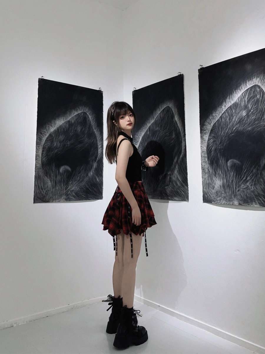 パンクファッション アシンメトリーフリルプリーツスカート