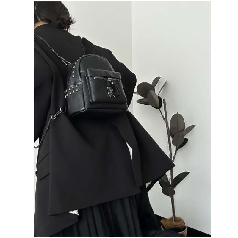 パンクファッション スタッズ付きミニリュック型ショルダーバッグ