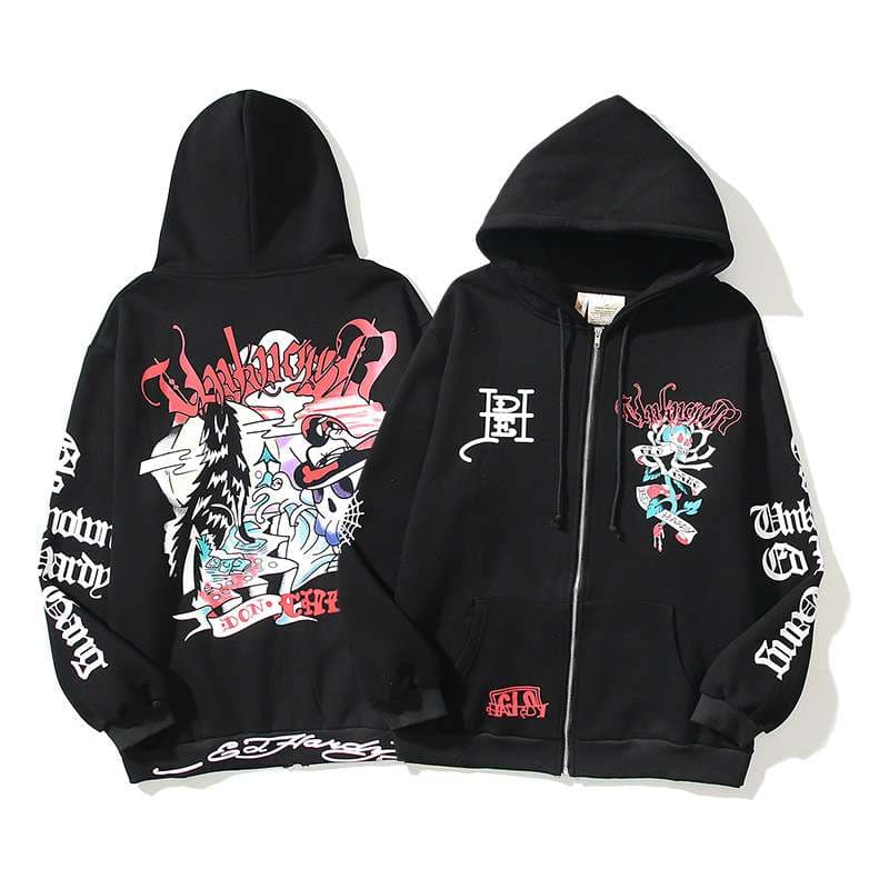 パンクファッション パンクスタイルストリートジップアップパーカー