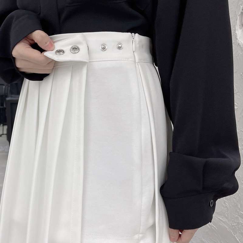 パンクファッション ベルト付きプリーツミニスカート