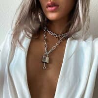 パンクファッション 南京錠ネックレス 鍵付き ロックペンダント パンクアクセサリー
