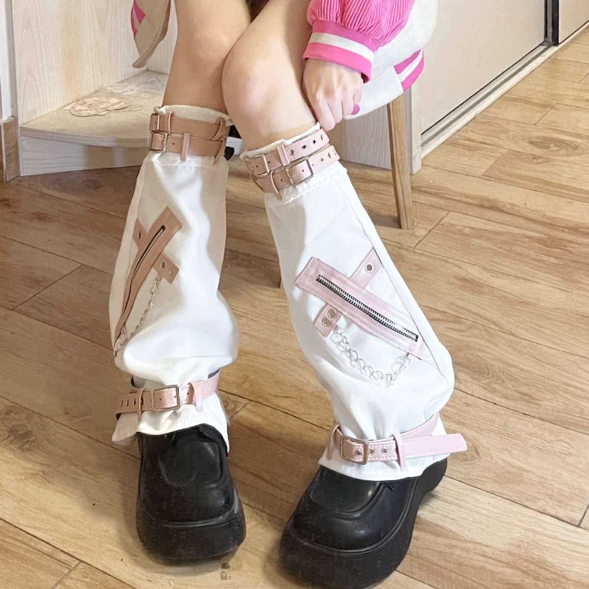 パンクファッション チェーン付きゴシックパンクブーツカバー