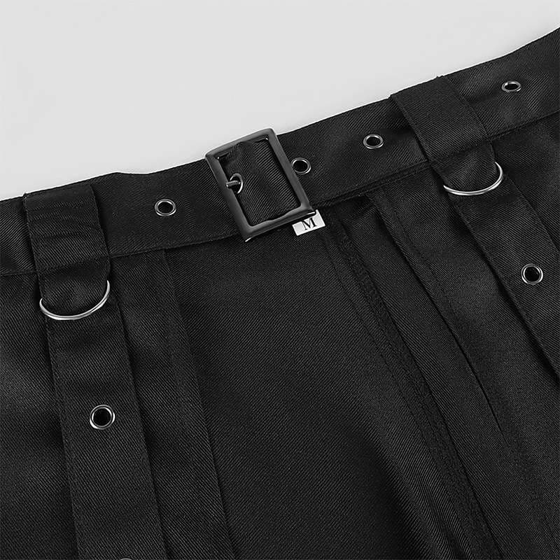 パンクファッション ゴシックスタイル ベルト付きロングスカート