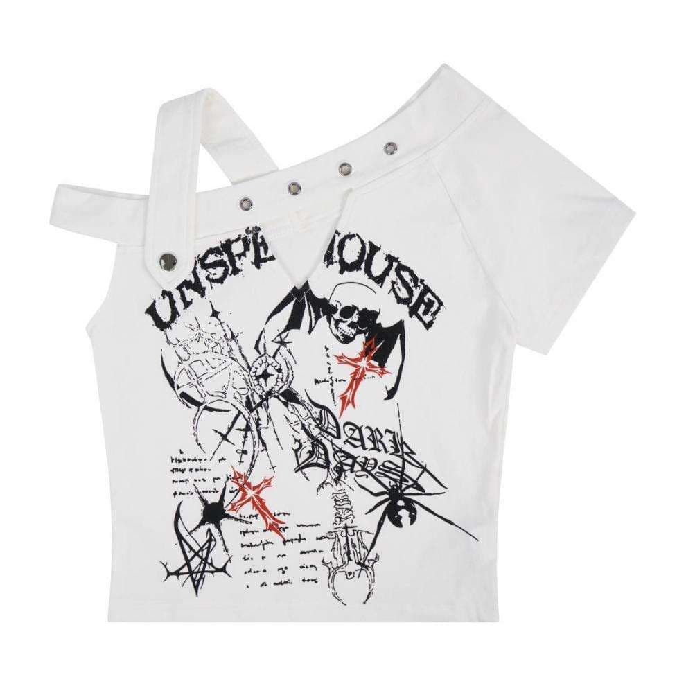 パンクファッション パンクロックプリント半袖Tシャツ